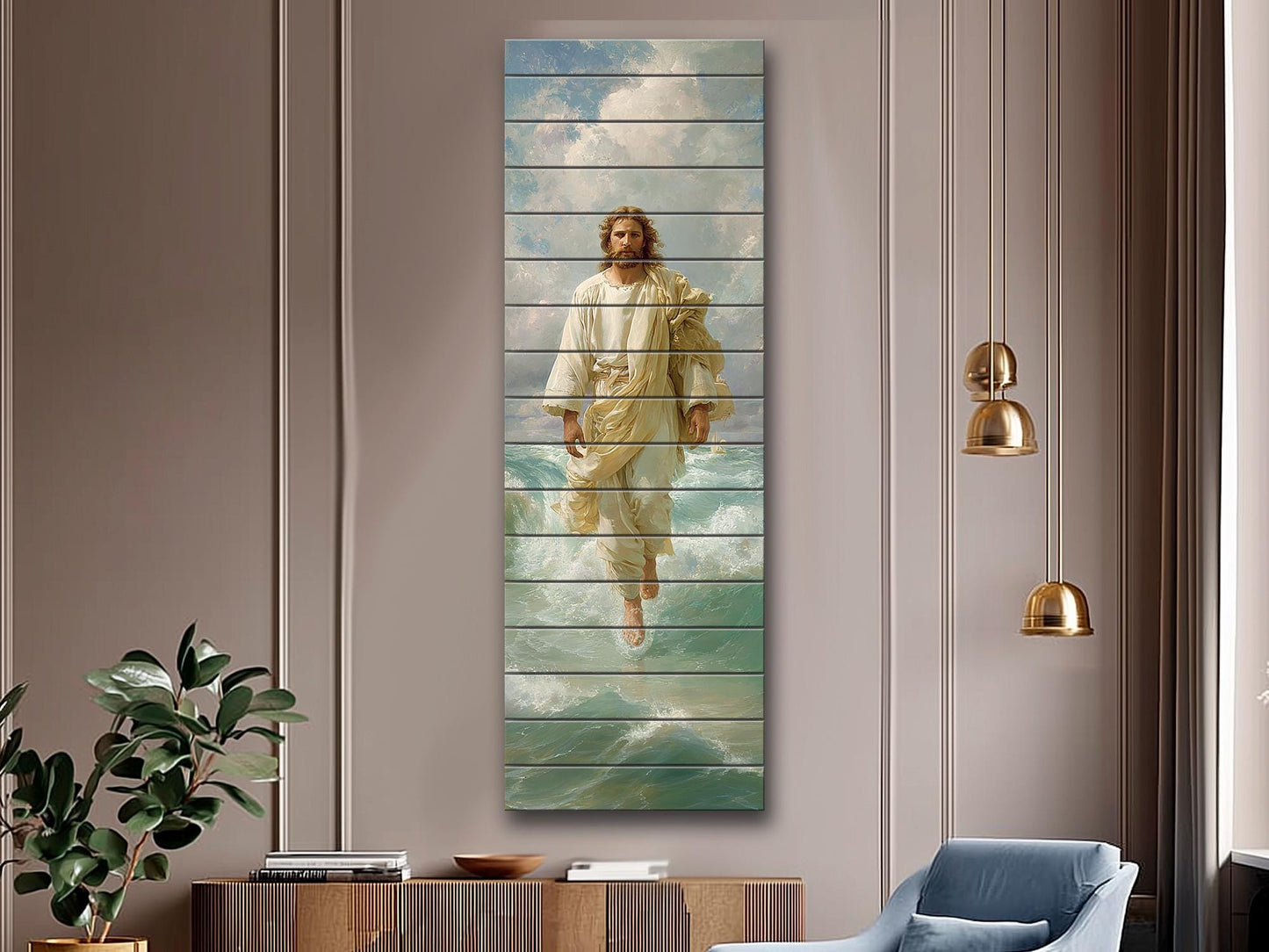 Jesus Walking on Water - Divine Wall Decor | Sacred Wooden Faith Print