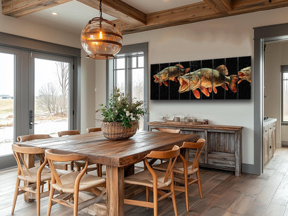 Pike Fish Wall Art | Rustic Fishing Decor – Predator Fish Artwork on Natural Wood Print
