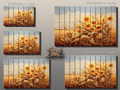 Rustic Print on Wood Wall Art – Sunflower Wall Decor on Smooth Linden Wood Planks