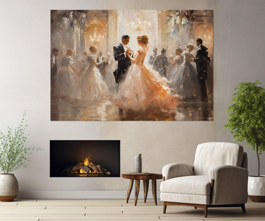 Ballroom Dancing Canvas Print – Vintage Dancing Painting | Framed Canvas Art