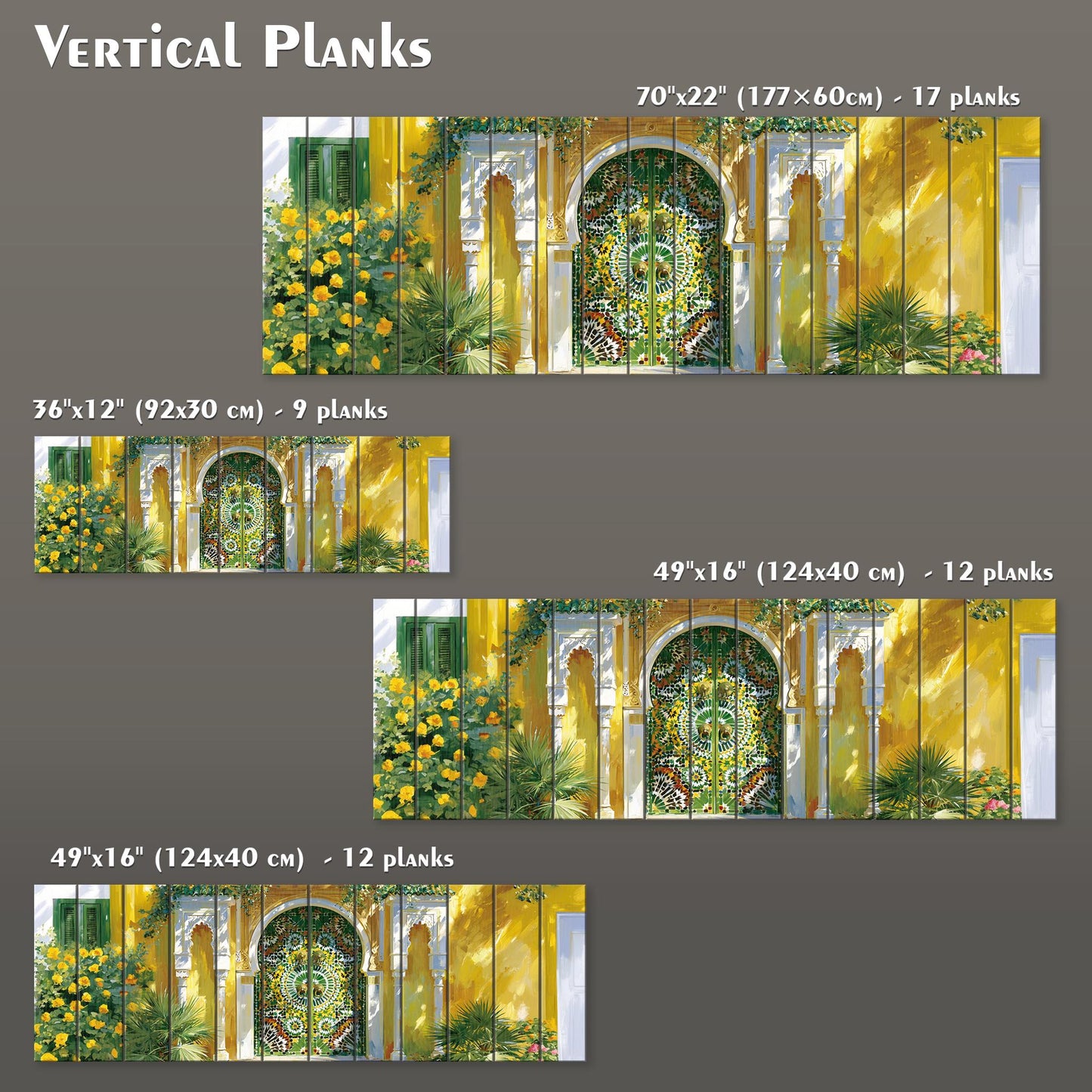 Moroccan Mosaic Door wood Print, Colorful Islamic Architecture Wall Art, Garden Entrance Painting