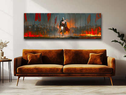 Richard Lionheart Crusader Battle Print on Wood