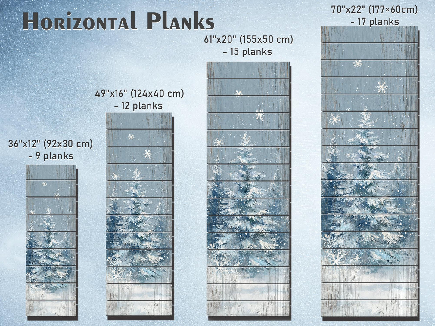 Rustic Wall Art – Snowy Forest Print on Wood Plank | Natural Wood Decor