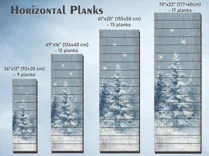 Rustic Wall Art – Snowy Forest Print on Wood Plank | Natural Wood Decor