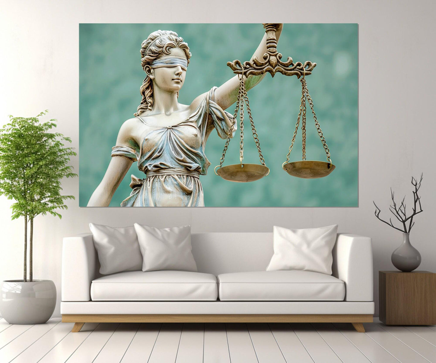 Lawyer Office Wall Decor – Lady Justice Canvas Print | Framed Ready to Hang Art