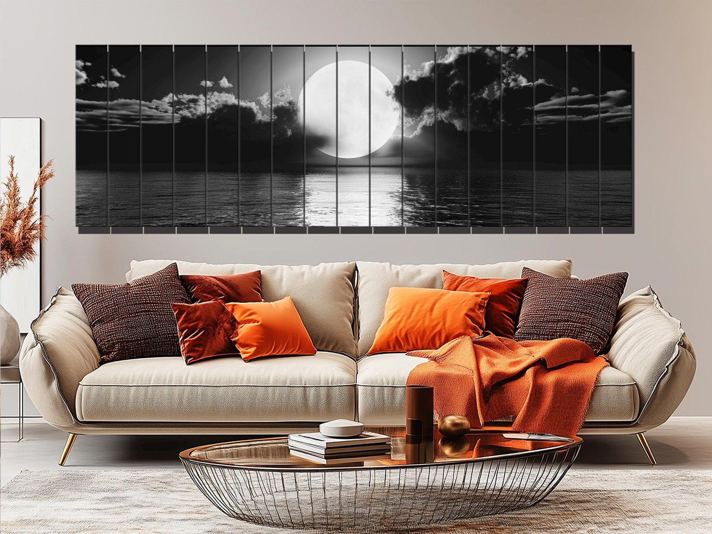Wood Wall Art - Scenic Moon Print on Natural Wood | Large Moonlight Poster