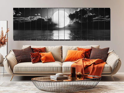Wood Wall Art - Scenic Moon Print on Natural Wood | Large Moonlight Poster