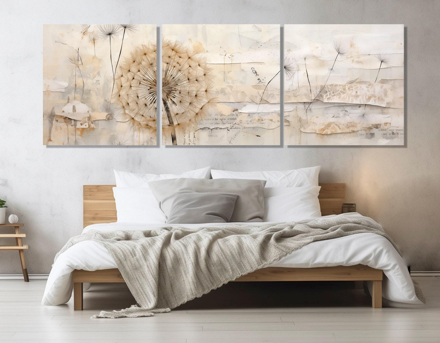 Abstract Dandelion Painting - Large Cotton Canvas Print | Floral Wall Art Ready to Hang