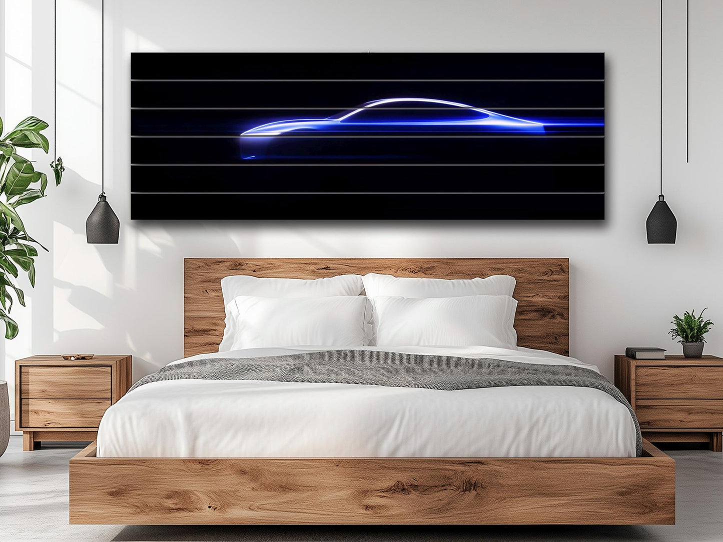 Minimalist Sports Car Silhouette  Printed on Wood - Vehicle Wall Art