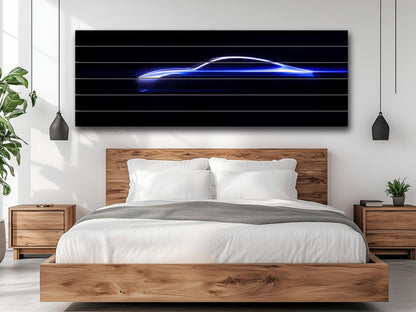 Minimalist Sports Car Silhouette  Printed on Wood - Vehicle Wall Art