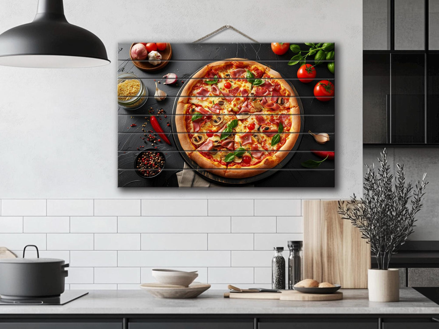 Pizza Wall Art - Rustic Wood Plank Artwork | Kitchen Wall Art & Pizzeria Decor