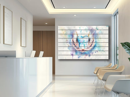 Dentistry Wall Art Printed on Natural Wood, Dentist Gift, Tooth Print, Dentist Office Decor, Stomatology Wall Art, Wood Wall Art