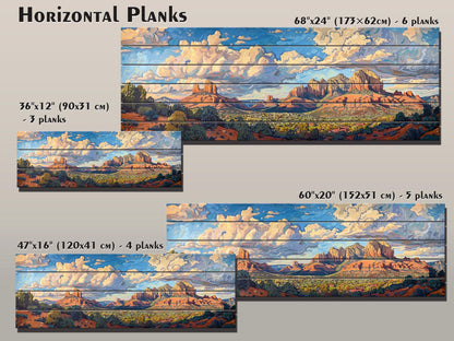 Sedona Wood Wall Art – Rustic Wood Plank Art | Arizona Wall Decor Print