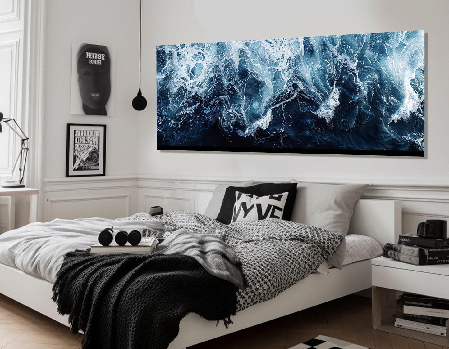 Deep Blue Ocean Canvas – Large Sea Painting | Framed Canvas Print, Ready to Hang