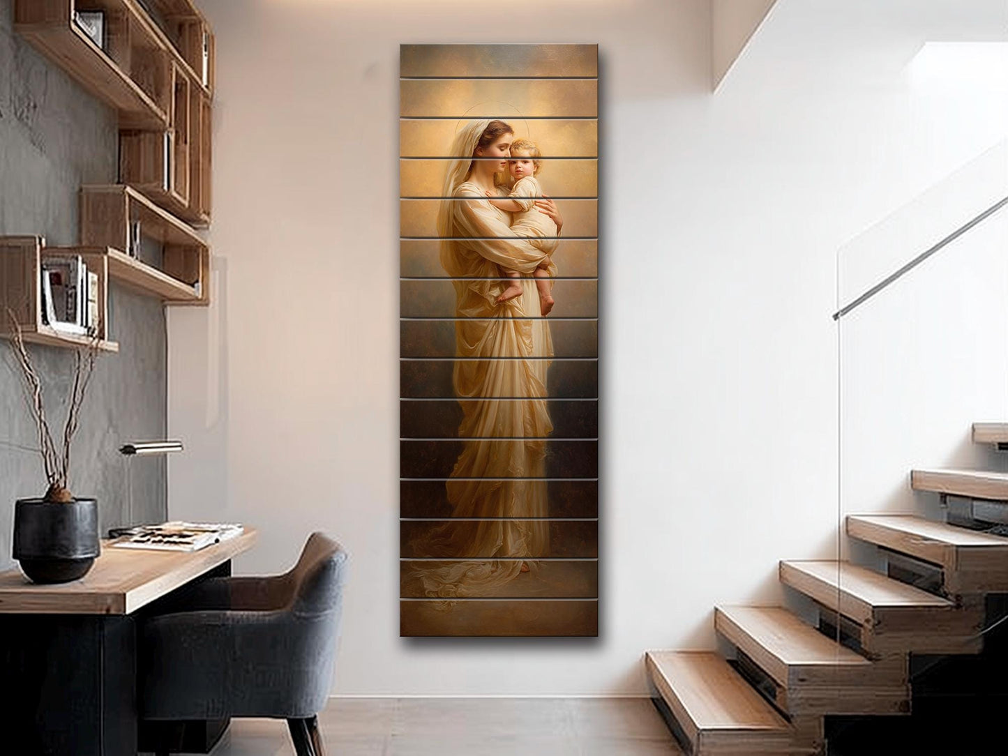 Mother and Child Wall Art – Renaissance Sacred Wood Print on Linden