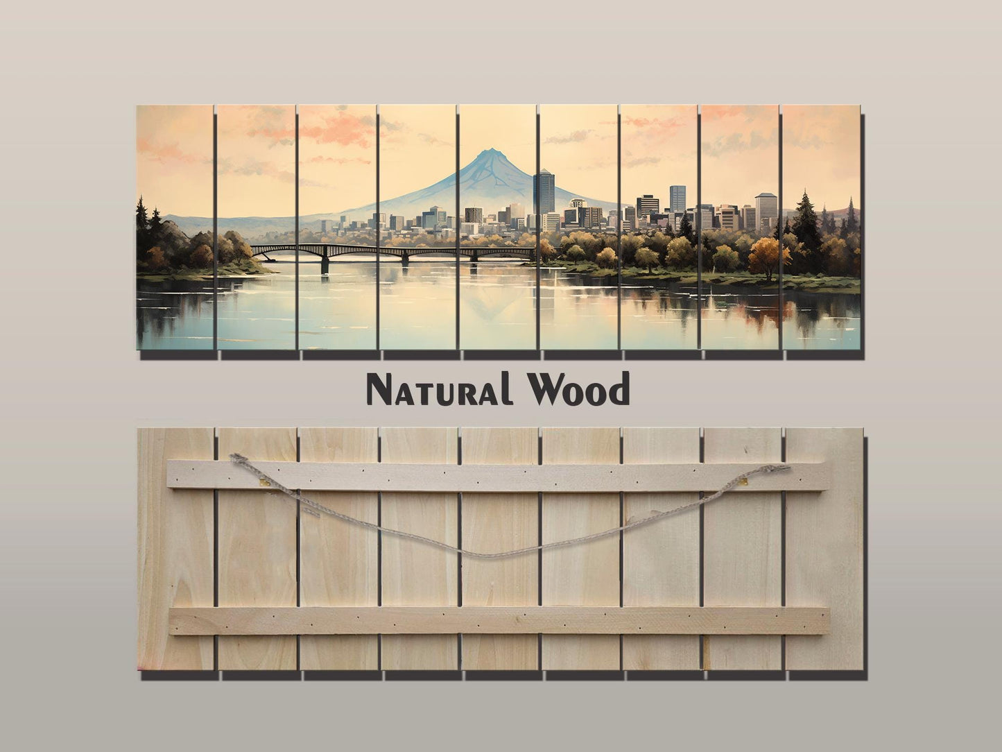 Vintage Portland Print on Natural Wood – Oregon Wall Art