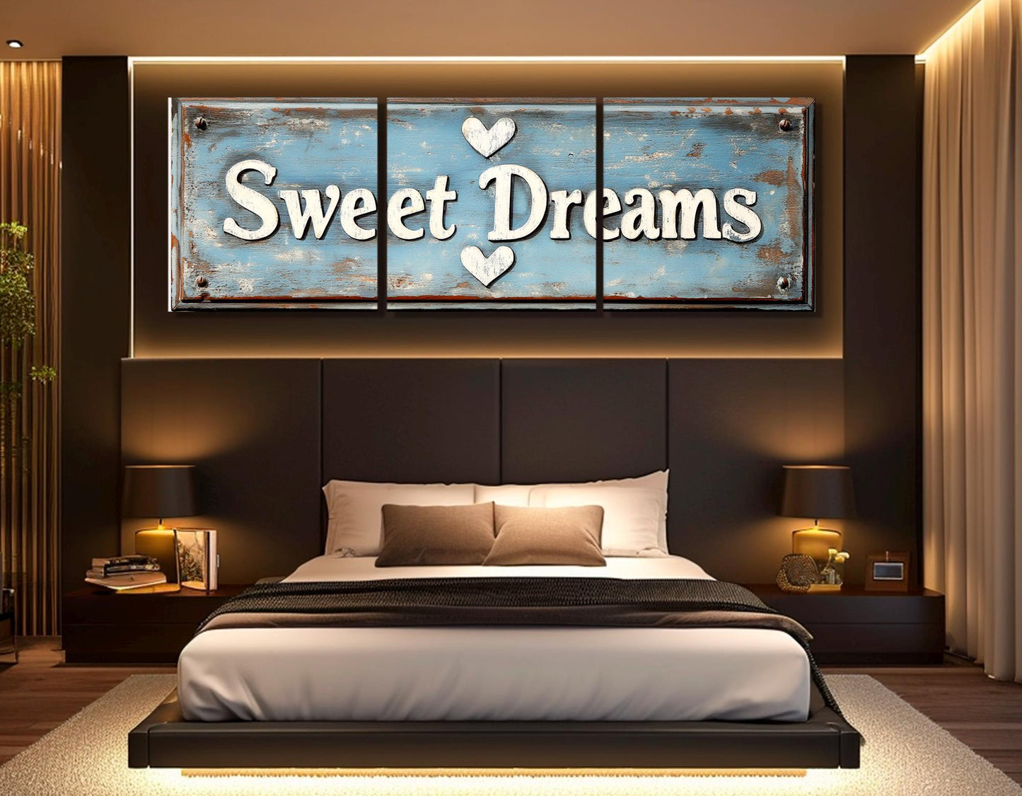 Bedroom Wall Decor, Sweet Dreams Canvas Print, Framed and Ready to Hang
