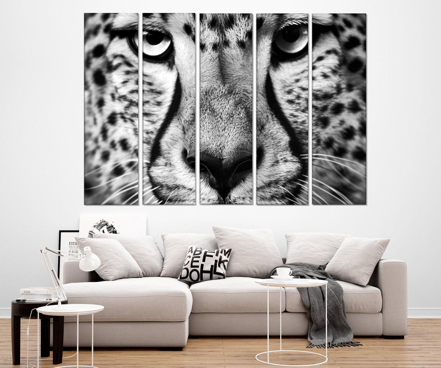 Leopard Canvas Print - Black and White Leopard Portrait, Framed Gallery Wrapped Canvas