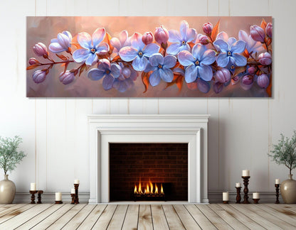 Lilac Canvas Art – Floral Wall Decor | Large Bedroom Panoramic Print, Ready to Hang