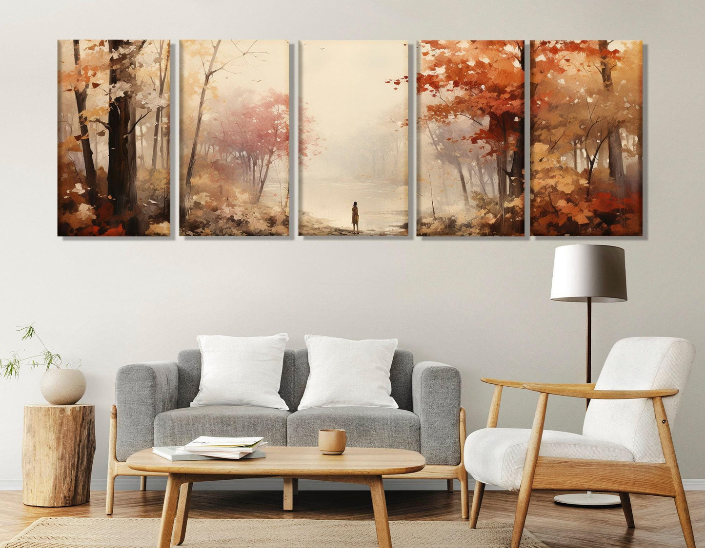 Autumn Landscape Canvas Large Canvas Painting – Abstract Forest Print, Ready to Hang Art