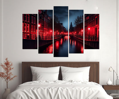 Amsterdam Canvas Print – Framed Wall Art | Red Light District Abstract City Painting