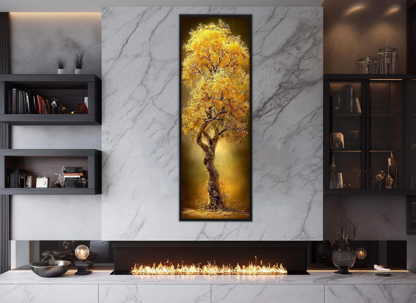 Golden Tree Canvas Print, Golden Tree Art, Modern Rustic Wall Decor, Framed & Ready to Hang