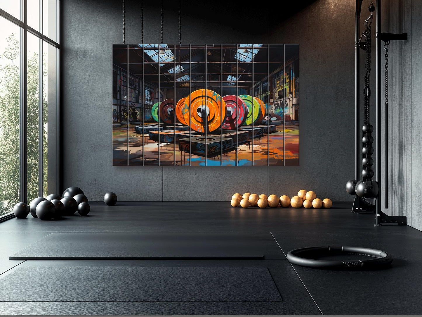 Fitness Wood Wall Art – Abstract Bodybuilding Print Wood Plank Art | Modern Gym Decor