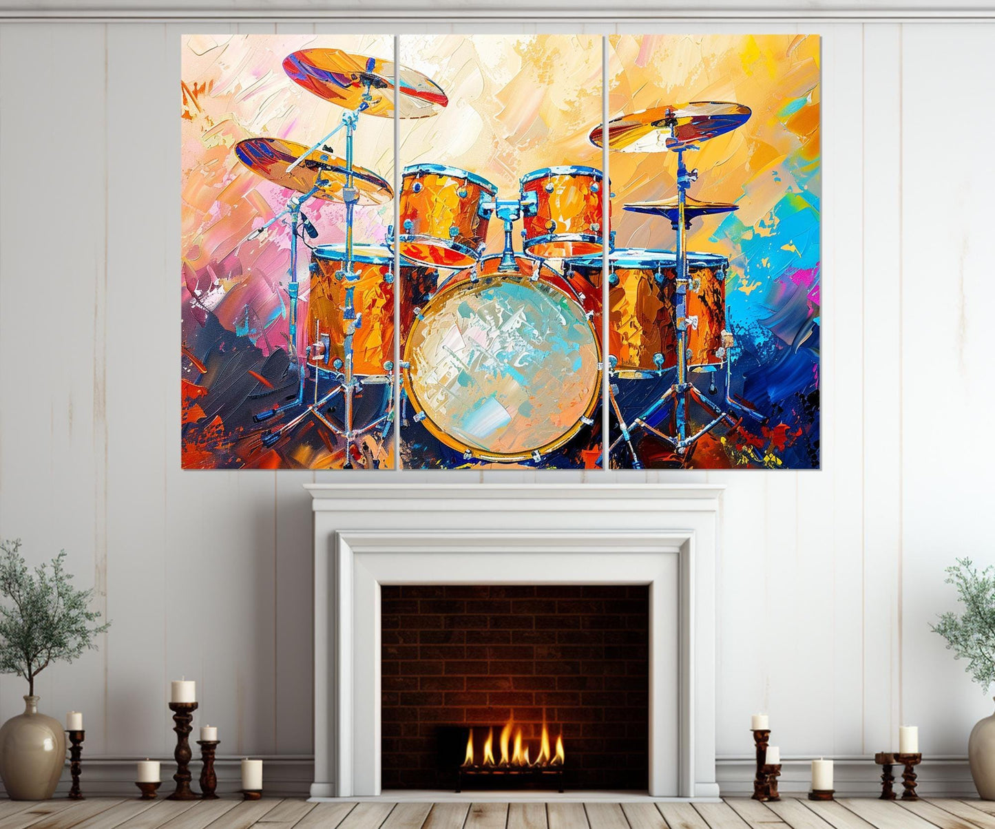 Drums Canvas Art - Watercolor Drum Painting | Framed Drum Canvas Ready to Hang