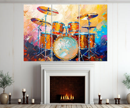 Drums Canvas Art - Watercolor Drum Painting | Framed Drum Canvas Ready to Hang