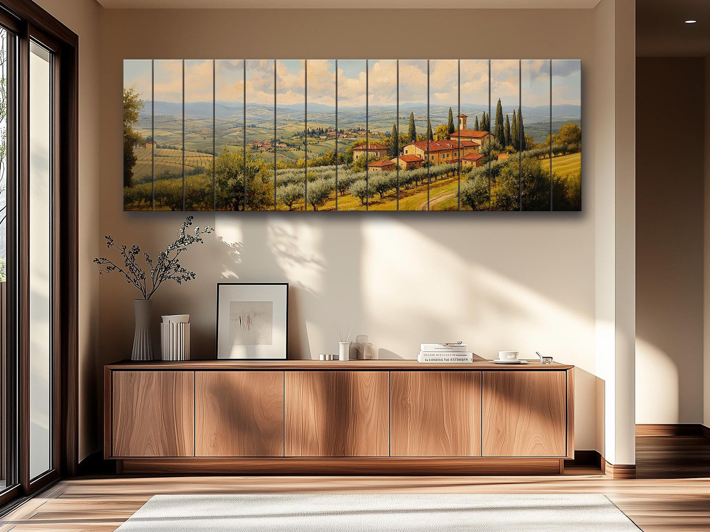 Italy Rolling Hills Print on Natural Wood –  Italy Wall Art