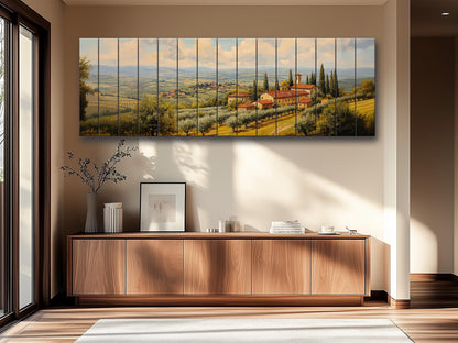 Italy Rolling Hills Print on Natural Wood –  Italy Wall Art