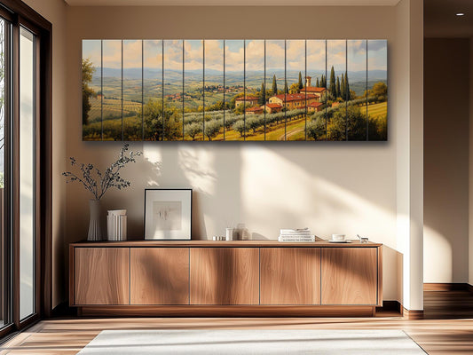 Italy Rolling Hills Print on Natural Wood –  Italy Wall Art