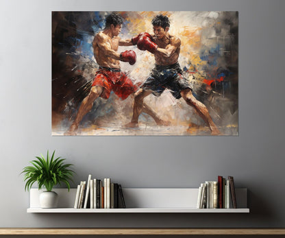 Muay Thai Canvas Art – Framed Cotton Print | Abstract Martial Arts Wall Decor