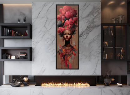 African Woman Portrait Canvas – Framed Canvas Print | Tribal Wall Art, Ready to Hang