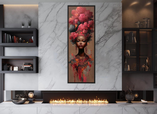 African Woman Portrait Canvas – Framed Canvas Print | Tribal Wall Art, Ready to Hang