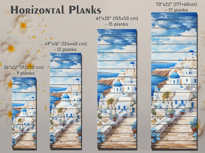 Santorini Wood Art – Abstract Greek Wall Decor Printed on Natural Wood Panel