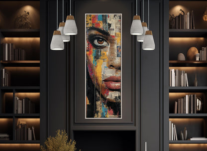 Abstract Expressionism Canvas – Black Woman Portrait Surreal Wall Art, Ready to Hang
