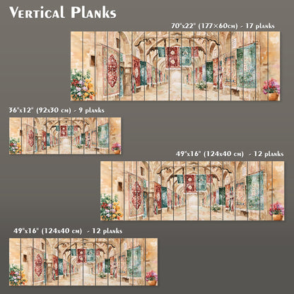 Persian Carpet Hall Canvas Print, Historic Bazaar Wall Art, Oriental Textile Market Painting, Middle Eastern Decor
