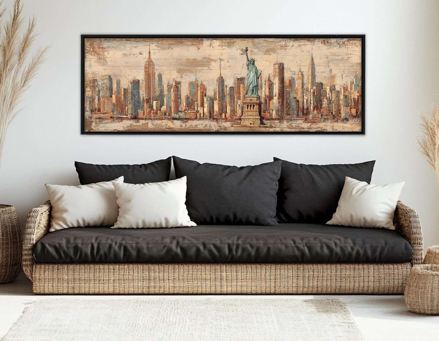 New York City Canvas - Vintage Retro Wall Art | Framed Gallery Wrapped Print
