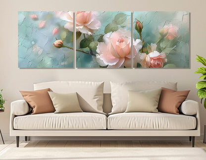 Roses Canvas Print – Impressionist Wall Art | Soft Colors Rose Framed Decor