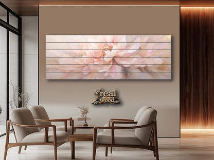 Wood Wall Art – Large Pink Peony Painting | Smooth Linden Wood Floral Decor