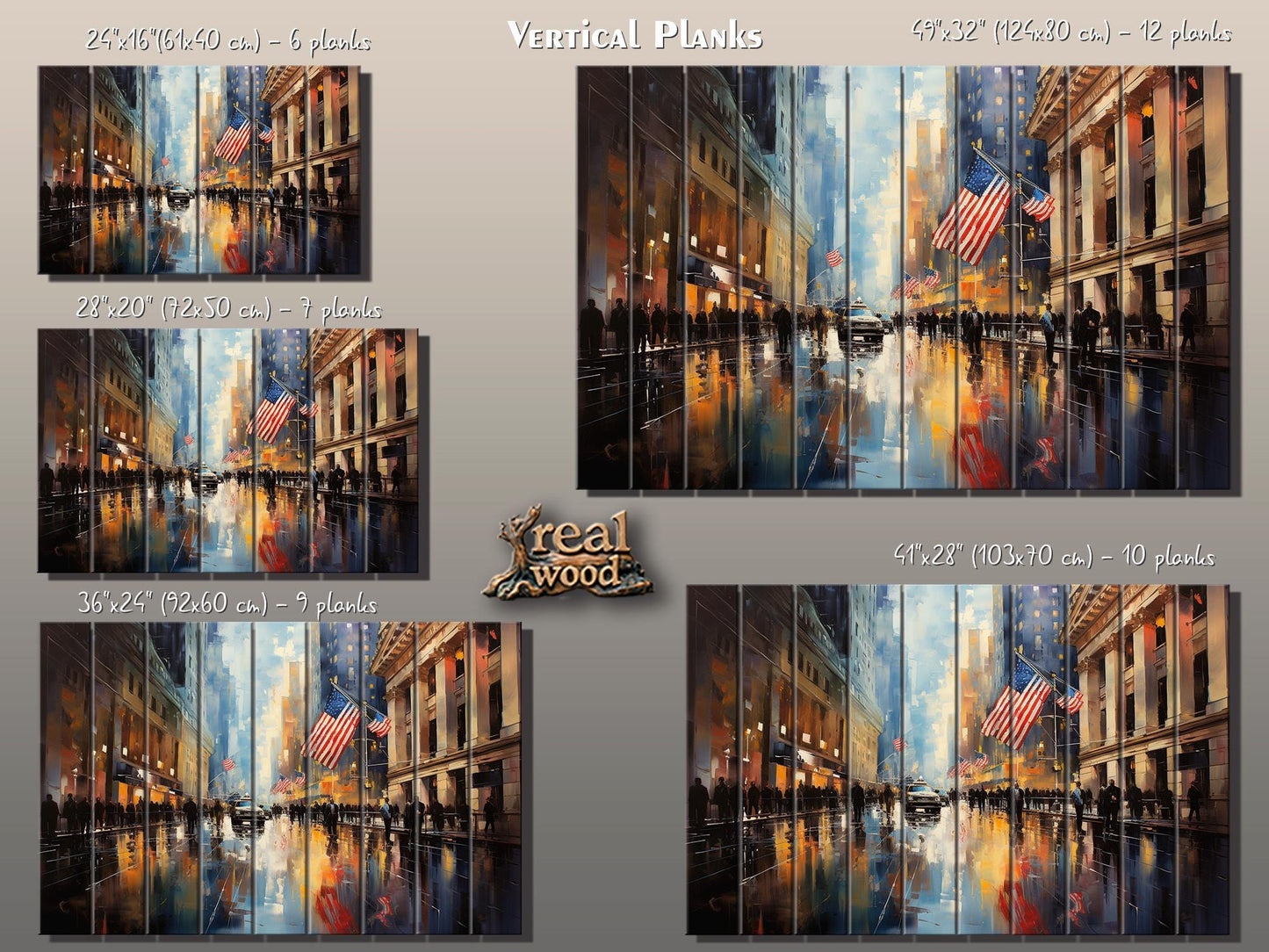 New York Stock Exchange Painting – Rustic Wood Wall Art | Manhattan Decor