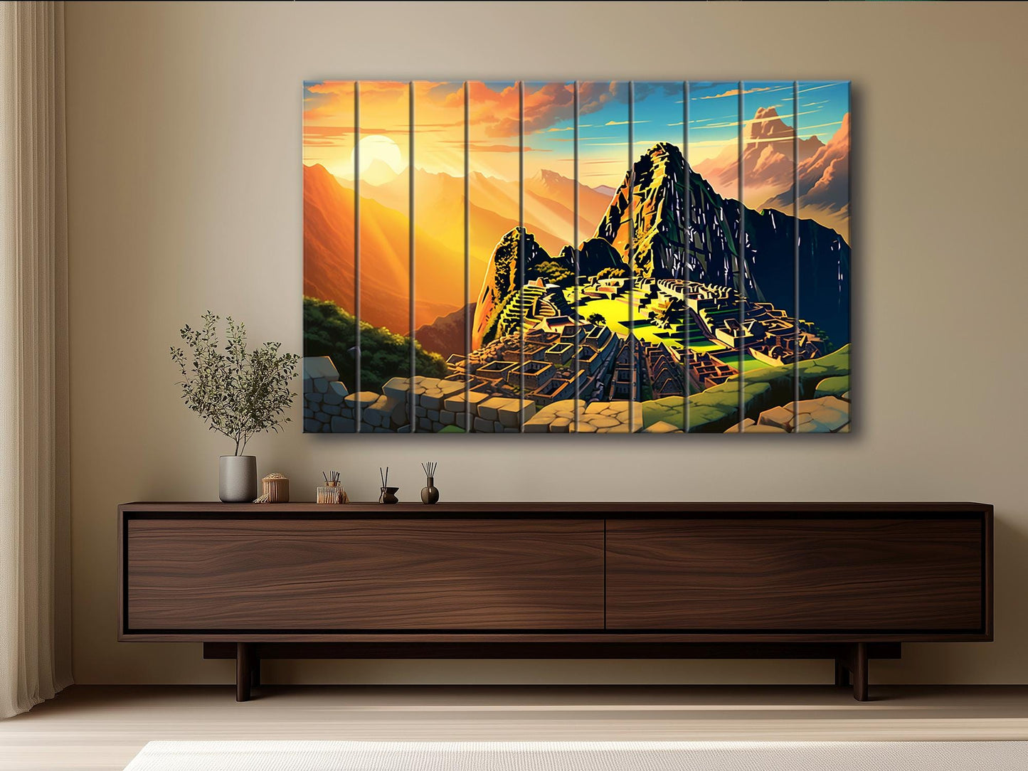 Machu Picchu Wall Art – Abstract Wood Plank Wall Decor, Peruvian Gift Idea