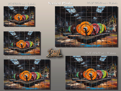 Fitness Wood Wall Art – Abstract Bodybuilding Print Wood Plank Art | Modern Gym Decor