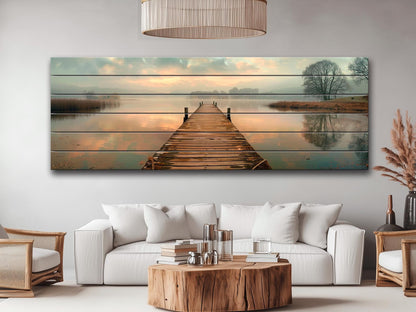 Rustic Wood Wall Art – Old Fishing Bridge Art on Natural Wood Print | Ready to Hang