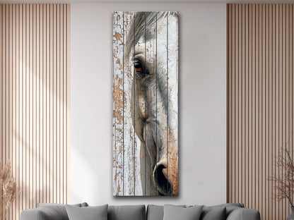 Rustic Wood Wall Art – Horse Portrait Print on Textured Wood Panel for Cozy Farmhouse Decor