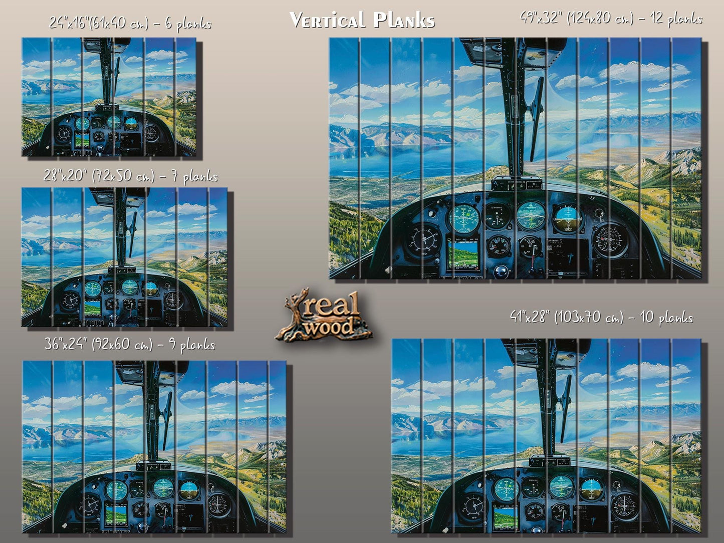 Airplane Cockpit Wall Art - Wood Wall Decor | Aircraft Cockpit Poster Print on Wood