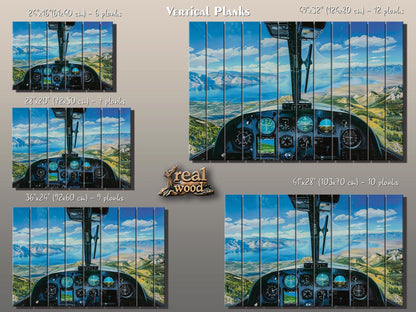 Airplane Cockpit Wall Art - Wood Wall Decor | Aircraft Cockpit Poster Print on Wood