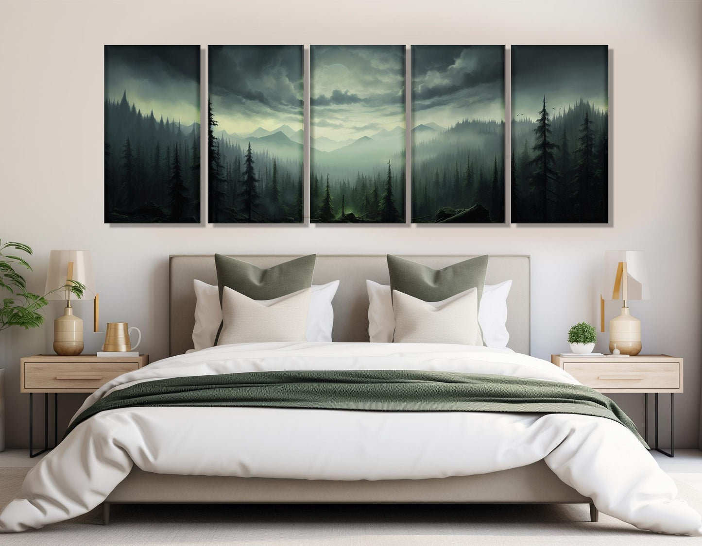 Mystical Mountain Forest Canvas - Large Framed Gallery Wrapped Canvas Print | Ready to Hang