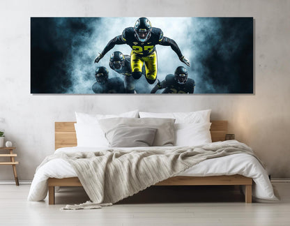 Abstract Football Wall Art, American Football Canvas Print, Framed and Ready to Hang